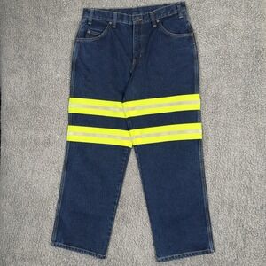 Cintas Hi Vis Reflective Jeans Denim 32x28 Enhanced Visibility Stripe Work 394